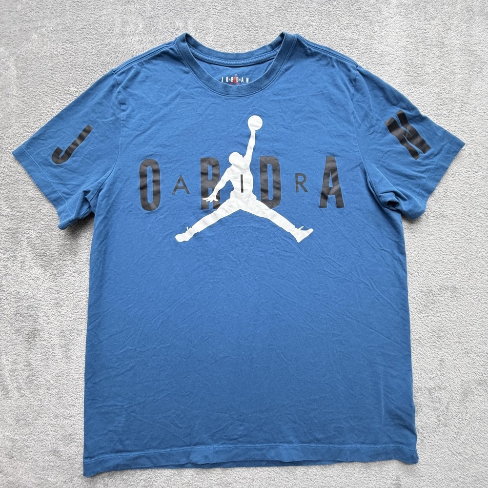 Jordan Shirt Mens XL Blue Jumpman Graphic Crewneck Cotton Basketball Tee